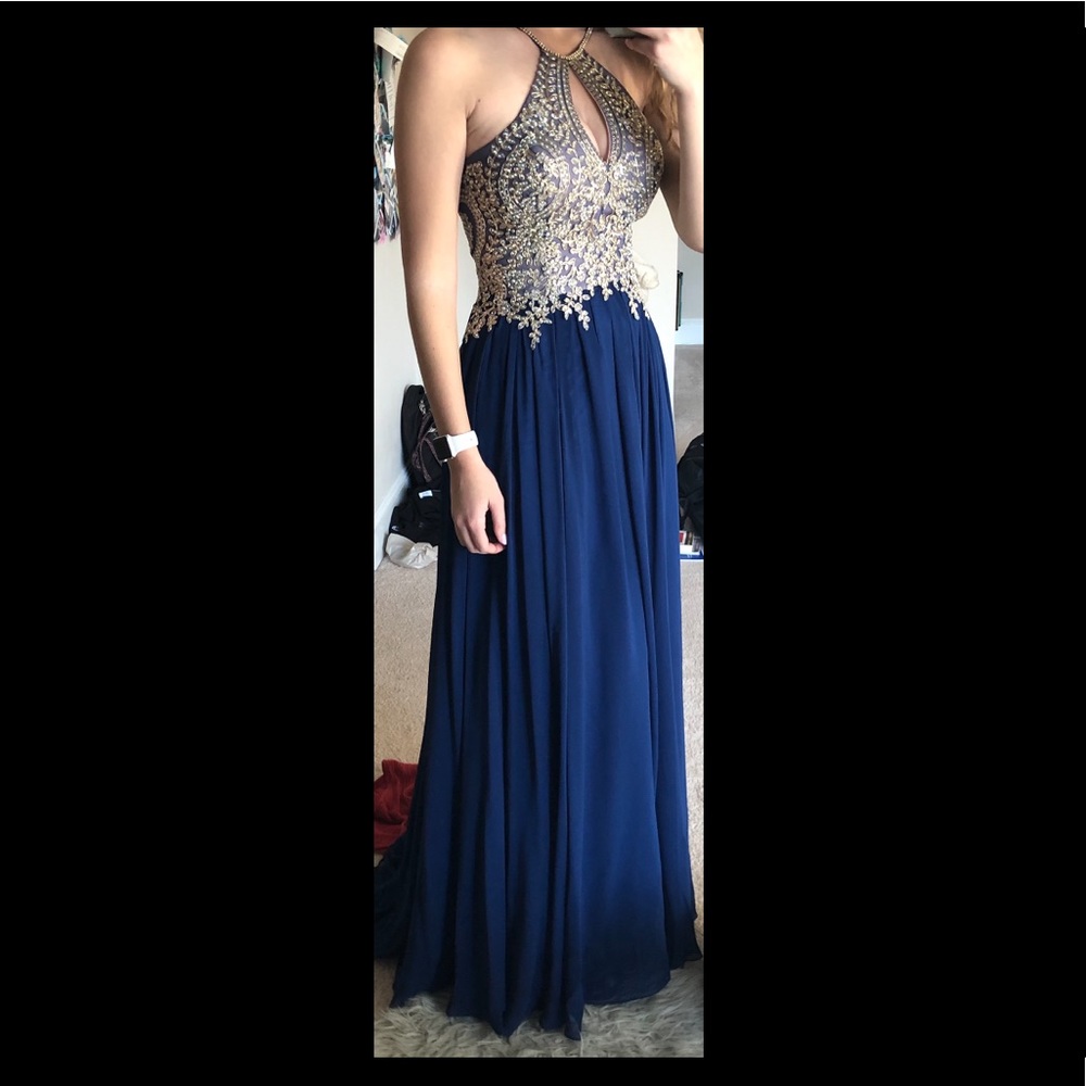 PROM DRESS Navy Full Length Detailed $ NEGOTIABLE